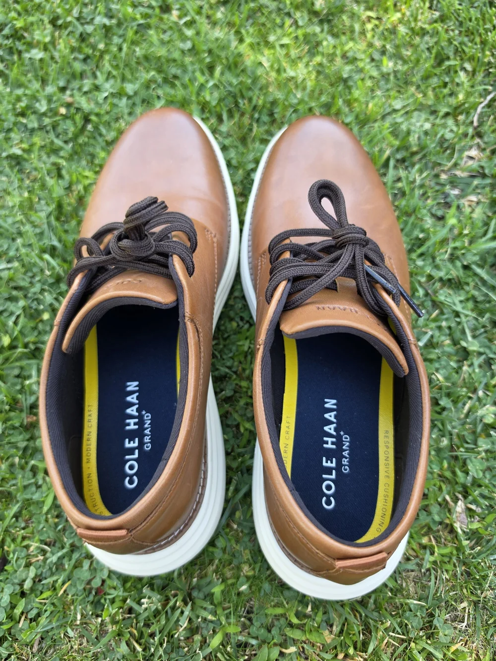 New - Cole Haan Men's Tan Leather Derby with White Sole